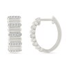 Thumbnail Image 2 of 0.23 CT. T.W. Diamond Alternating Row Puff Hoop Earrings in 10K White Gold
