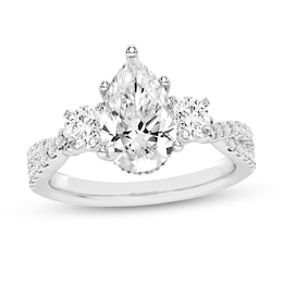 2.75 CT. T.W. Pear-Shaped and Round Certified Lab-Grown Diamond Three Stone Engagement Ring in 14K White Gold (F/VS2)