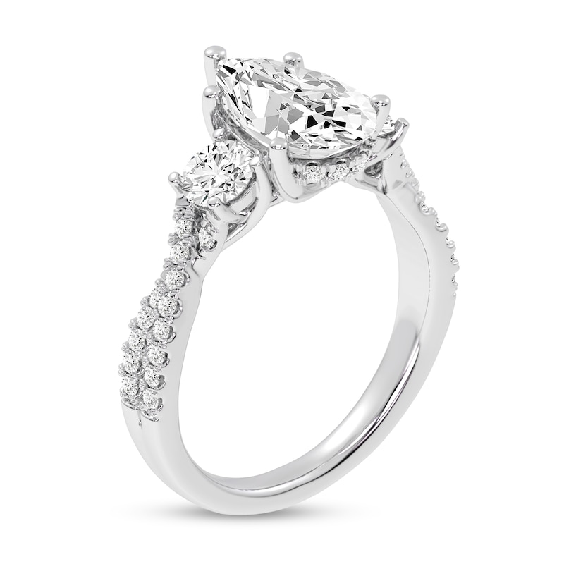 Main Image 2 of 2.75 CT. T.W. Pear-Shaped and Round Certified Lab-Grown Diamond Three Stone Engagement Ring in 14K White Gold (F/VS2)