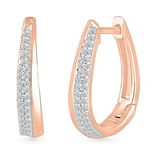 0.23 CT. T.W. Diamond Tapered Double Row Hoop Earrings in 10K Rose Gold