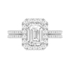 2.60 CT. T.W. Emerald-Cut Certified Lab-Created Diamond Frame Double Row Shank Engagement Ring in 14K White Gold