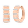 Thumbnail Image 1 of 0.23 CT. T.W. Diamond Alternating Row Puff Hoop Earrings in 10K Rose Gold