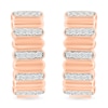 Thumbnail Image 3 of 0.23 CT. T.W. Diamond Alternating Row Puff Hoop Earrings in 10K Rose Gold