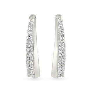 0.23 CT. T.W. Diamond Tapered Double Row Hoop Earrings in 10K White Gold