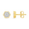 Thumbnail Image 2 of 0.23 CT. T.W. Multi-Diamond Flower Stud Earrings in 10K Gold
