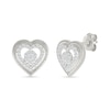 Thumbnail Image 1 of 0.23 CT. T.W. Multi-Diamond Double Frame Heart Stud Earrings in 10K White Gold