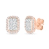 Thumbnail Image 1 of 0.23 CT. T.W. Multi-Diamond Elongated Cushion Frame Stud Earrings in 10K Rose Gold