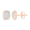 Thumbnail Image 2 of 0.23 CT. T.W. Multi-Diamond Elongated Cushion Frame Stud Earrings in 10K Rose Gold