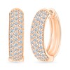 Thumbnail Image 1 of 0.95 CT. T.W. Diamond Triple Row Hoop Earrings in 10K Rose Gold