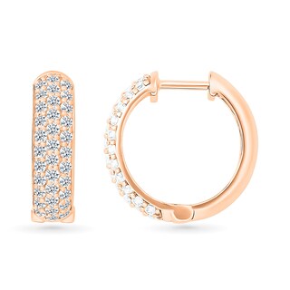 0.95 CT. T.W. Diamond Triple Row Hoop Earrings in 10K Rose Gold