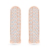 Thumbnail Image 3 of 0.95 CT. T.W. Diamond Triple Row Hoop Earrings in 10K Rose Gold