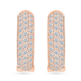 0.95 CT. T.W. Diamond Triple Row Hoop Earrings in 10K Rose Gold