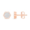 Thumbnail Image 2 of 0.23 CT. T.W. Multi-Diamond Flower Stud Earrings in 10K Rose Gold