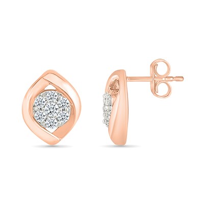 0.23 CT. T.W. Multi-Diamond Crossover Frame Stud Earrings in 10K Rose Gold