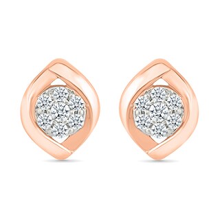 0.23 CT. T.W. Multi-Diamond Crossover Frame Stud Earrings in 10K Rose Gold