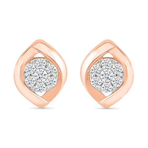 0.23 CT. T.W. Multi-Diamond Crossover Frame Stud Earrings in 10K Rose Gold