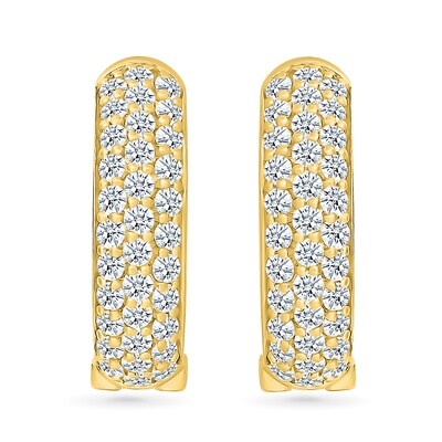 0.95 CT. T.W. Diamond Triple Row Hoop Earrings in 10K Gold