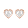 Thumbnail Image 3 of 0.23 CT. T.W. Multi-Diamond Double Frame Heart Stud Earrings in 10K Rose Gold