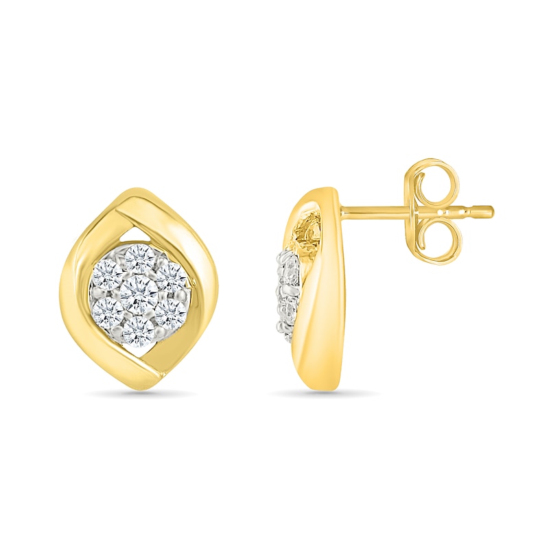 0.23 CT. T.W. Multi-Diamond Crossover Frame Stud Earrings in 10K Gold
