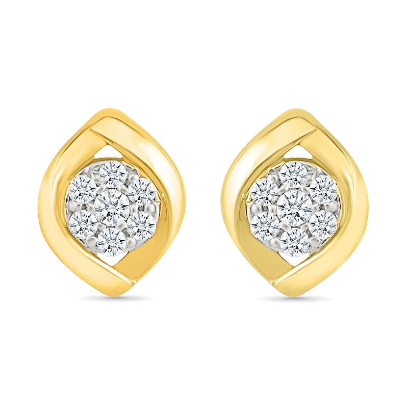 0.23 CT. T.W. Multi-Diamond Crossover Frame Stud Earrings in 10K Gold