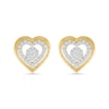 Thumbnail Image 3 of 0.23 CT. T.W. Multi-Diamond Double Frame Heart Stud Earrings in 10K Gold