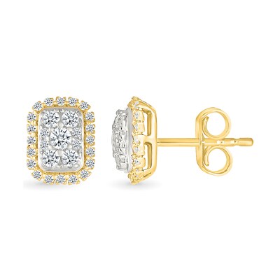 0.23 CT. T.W. Multi-Diamond Elongated Cushion Frame Stud Earrings in 10K Gold