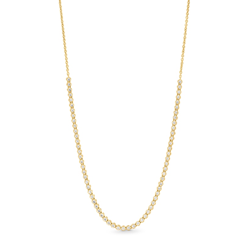 Main Image 1 of 1.00 CT. T.W. Certified Lab-Grown Diamond Line Necklace in Sterling Silver with 10K Gold Plate (F/SI2)