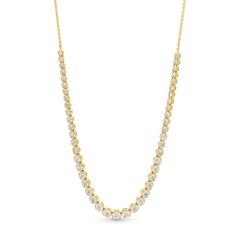 Main Image 1 of 3.00 CT. T.W. Certified Lab-Grown Diamonds Graduated Line Necklace in Sterling Silver with 10K Gold Plate (F/SI2)