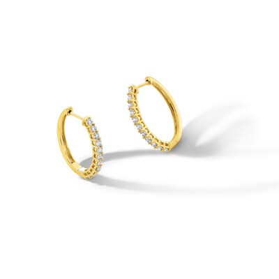 1.00 CT. T.W. Certified Lab-Created Diamond Hoop Earrings in Sterling Silver with 10K Gold Plate (F/SI2)