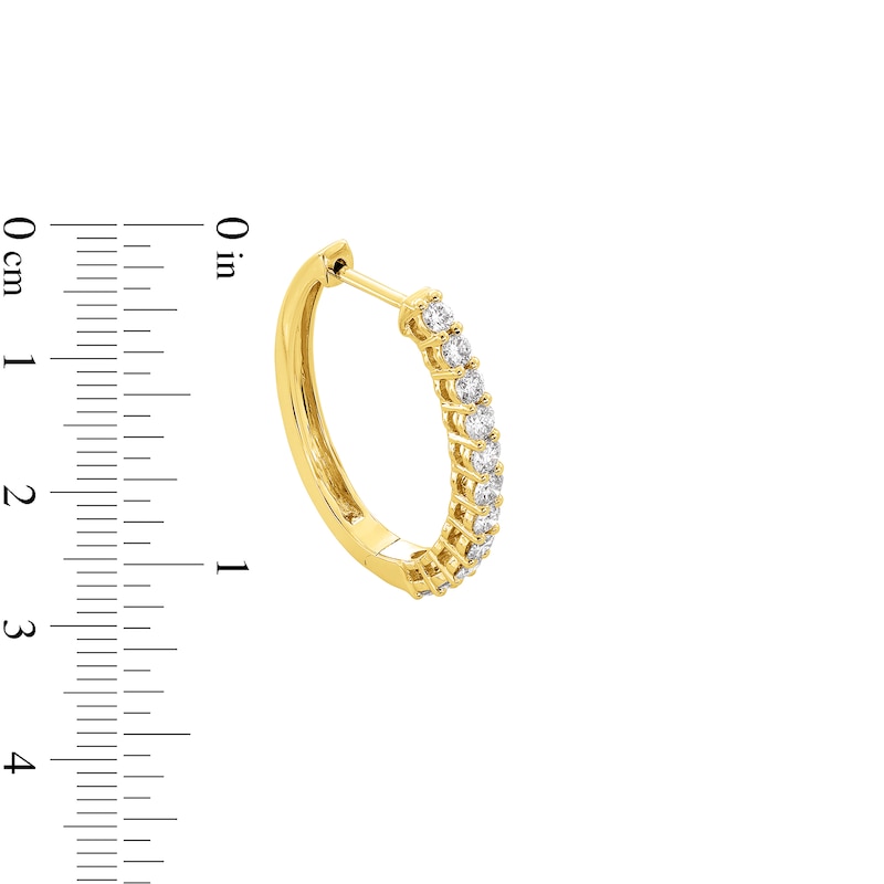 Main Image 2 of 1.00 CT. T.W. Certified Lab-Grown Diamond Hoop Earrings in Sterling Silver with 10K Gold Plate (F/SI2)