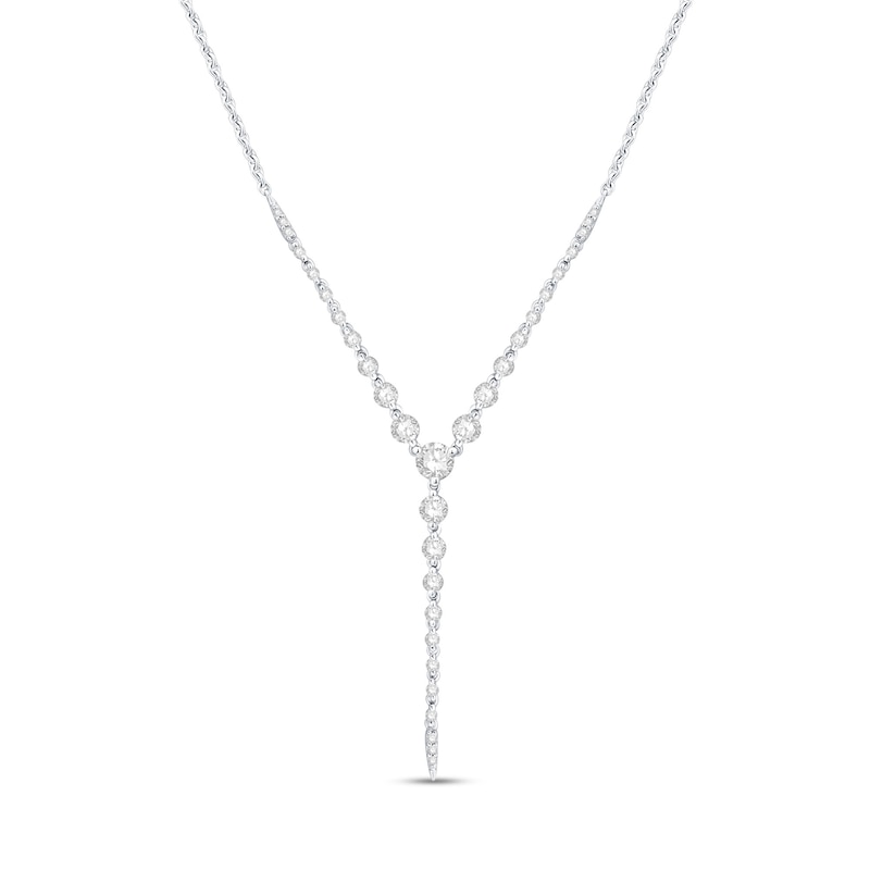 Main Image 1 of Shooting Star 1.00 CT. T.W. Certified Lab-Grown Diamond "Y" Necklace in Sterling Silver (F/VS2)