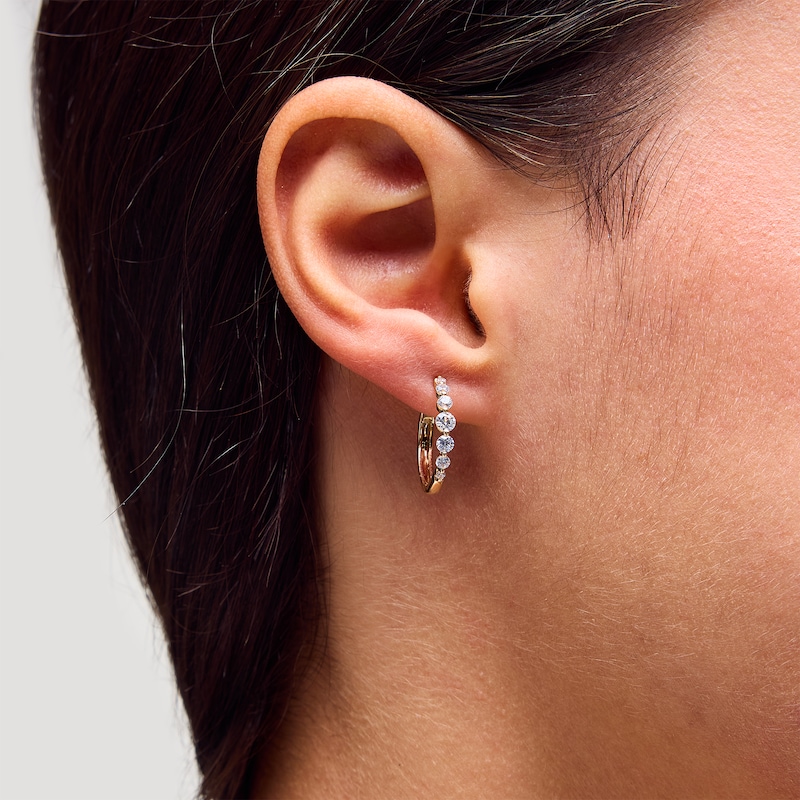 Main Image 2 of Shooting Star 0.50 CT. T.W. Certified Lab-Grown Diamond Seven Stone Hoop Earrings in 10K Gold (F/VS2)
