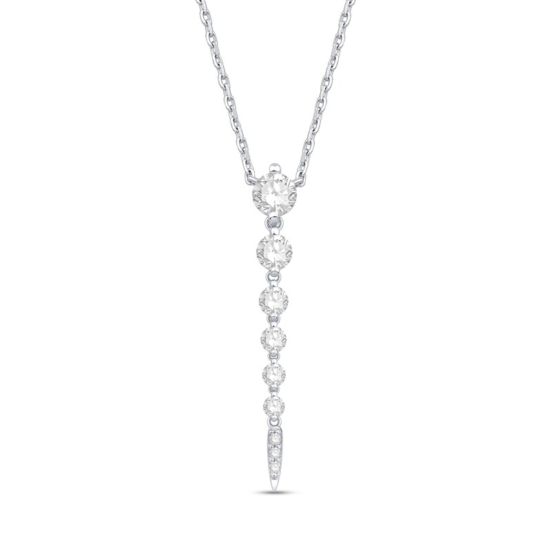 Main Image 1 of Shooting Star 0.50 CT. T.W. Journey Certified Lab-Grown Diamond Vertical Drop Necklace in 10K White Gold (F/VS2)