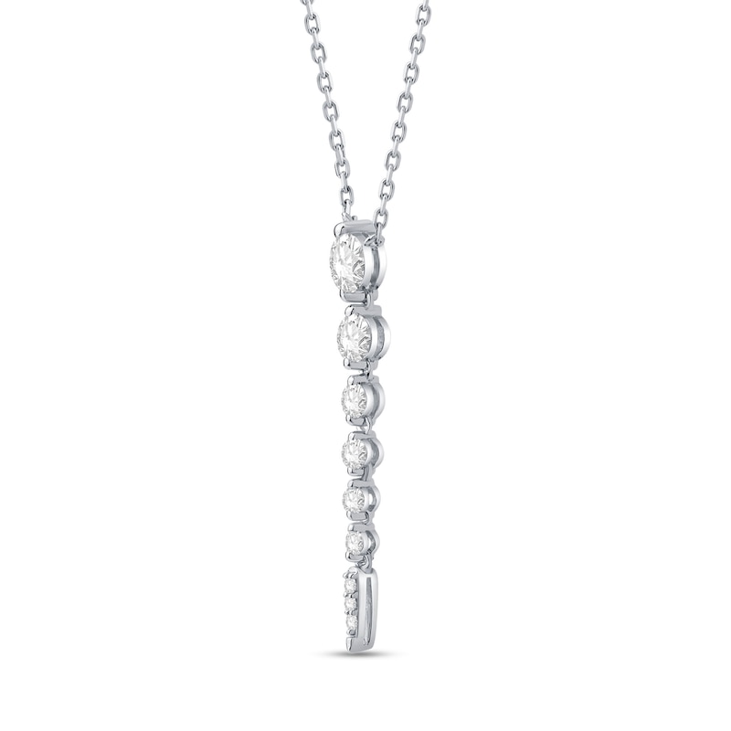 Main Image 3 of Shooting Star 0.50 CT. T.W. Journey Certified Lab-Grown Diamond Vertical Drop Necklace in 10K White Gold (F/VS2)