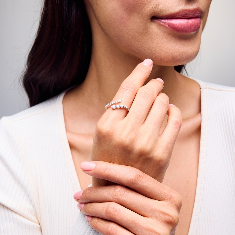 Main Image 2 of Shooting Star 0.50 CT. T.W. Certified Lab-Grown Diamond Bypass Ring in Sterling Silver (F/VS2)