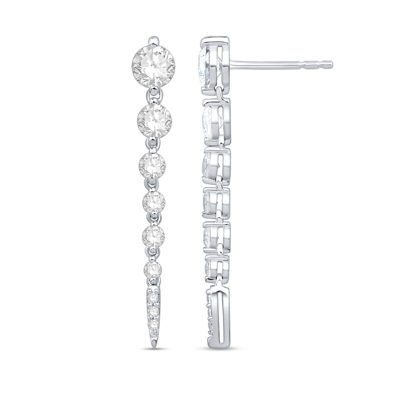 Main Image 1 of Shooting Star 1.00 CT. T.W. Certified Lab-Grown Diamond Vertical Drop Earrings in Sterling Silver (F/VS2)