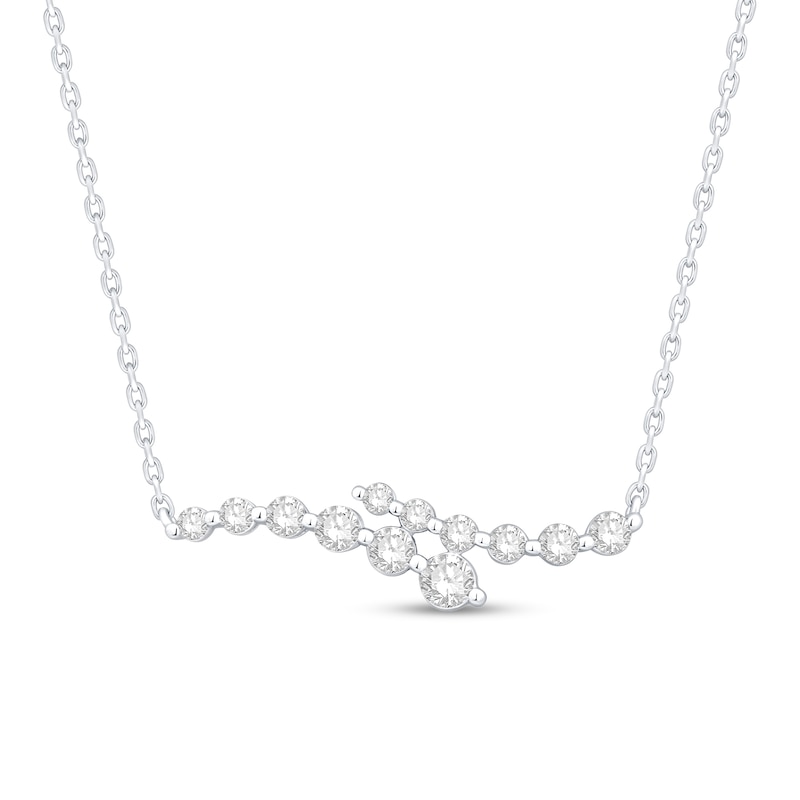 Main Image 1 of Shooting Star 0.50 CT. T.W. Journey Certified Lab-Grown Diamond Bypass Necklace in 10K White Gold (F/VS2)