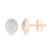 Thumbnail Image 2 of 0.23 CT. T.W. Oval-Shaped Multi-Diamond Frame Stud Earrings in 10K Rose Gold