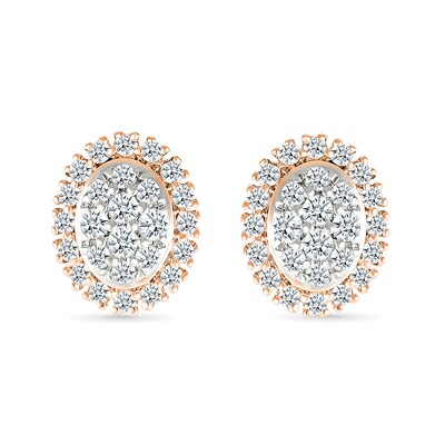 0.23 CT. T.W. Oval-Shaped Multi-Diamond Frame Stud Earrings in 10K Rose Gold