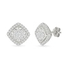 0.96 CT. T.W. Multi-Diamond Cushion-Shaped Frame Pendant and Stud Earrings Set in 10K White Gold