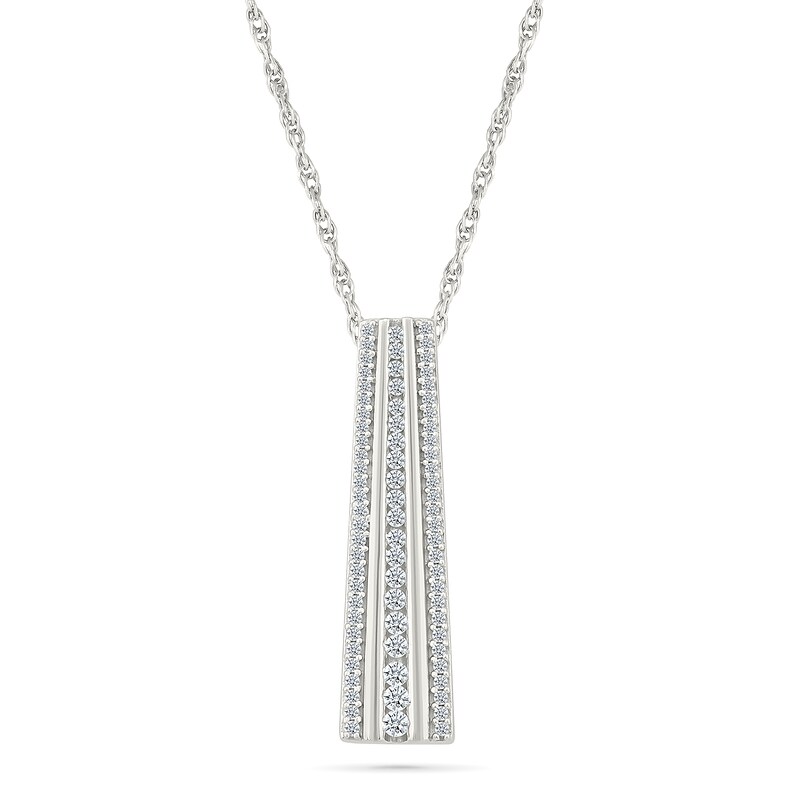 0.23 CT. T.W. Diamond Alternating Multi-Row Bar Drop Pendant in 10K White Gold