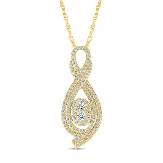 0.95 CT. T.W. Oval-Shaped Multi-Diamond Frame Double Infinity Pendant in 10K Gold