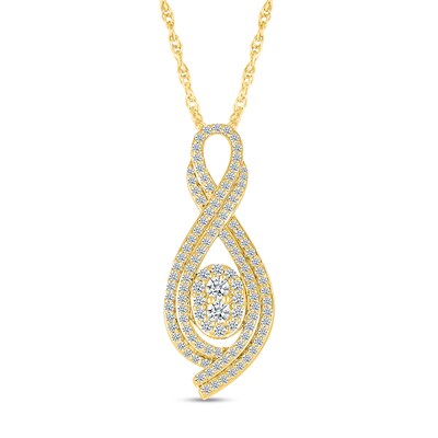 0.95 CT. T.W. Oval-Shaped Multi-Diamond Frame Double Infinity Pendant in 10K Gold