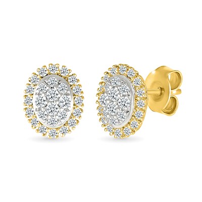 0.23 CT. T.W. Oval-Shaped Multi-Diamond Frame Stud Earrings in 10K Gold