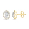 Thumbnail Image 2 of 0.23 CT. T.W. Oval-Shaped Multi-Diamond Frame Stud Earrings in 10K Gold