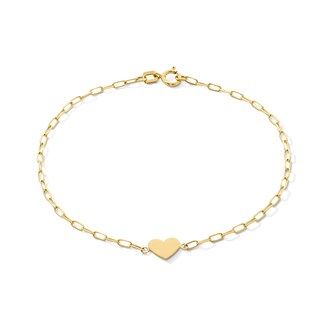 Heart Chain Bracelet in 10K Gold - 7.25”