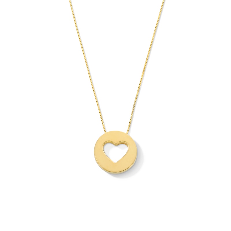 Main Image 1 of Satin Heart Cutout Disc Pendant in 10K Gold