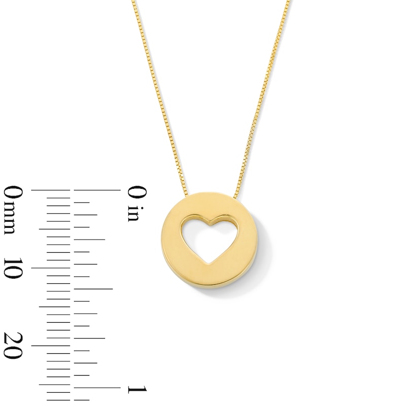 Main Image 3 of Satin Heart Cutout Disc Pendant in 10K Gold