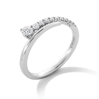 0.25 CT. T.W. Milestones Diamond Graduated Bypass Anniversary Band in 14K White Gold