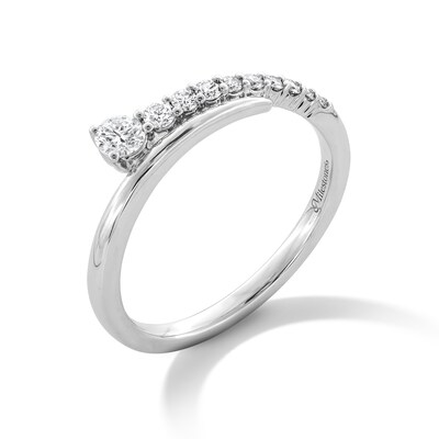 0.25 CT. T.W. Milestones Diamond Graduated Bypass Anniversary Band in 14K White Gold